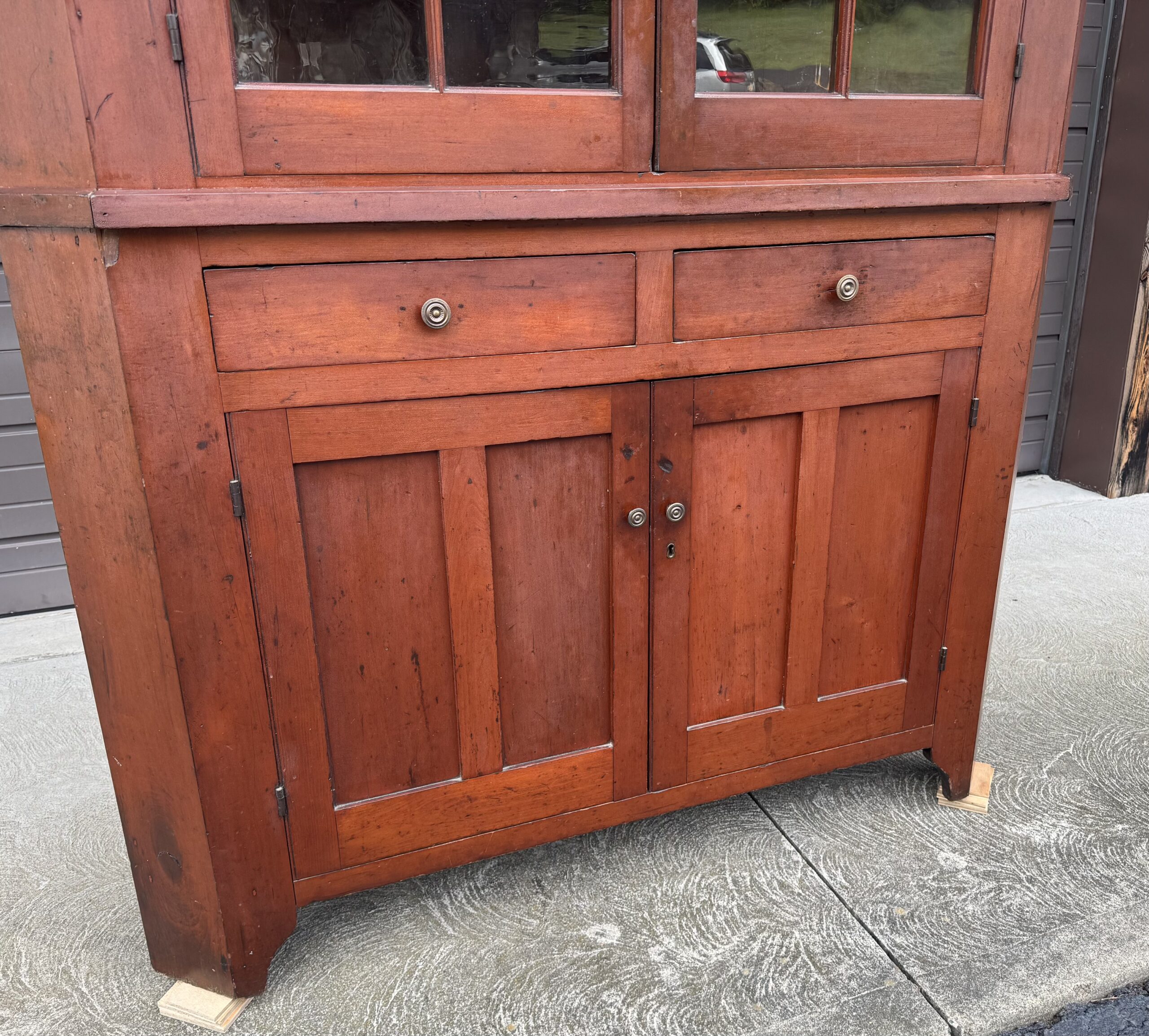 2-Piece Early 1800's Cherry Master Craftsman Corner Cupboard - Image 6