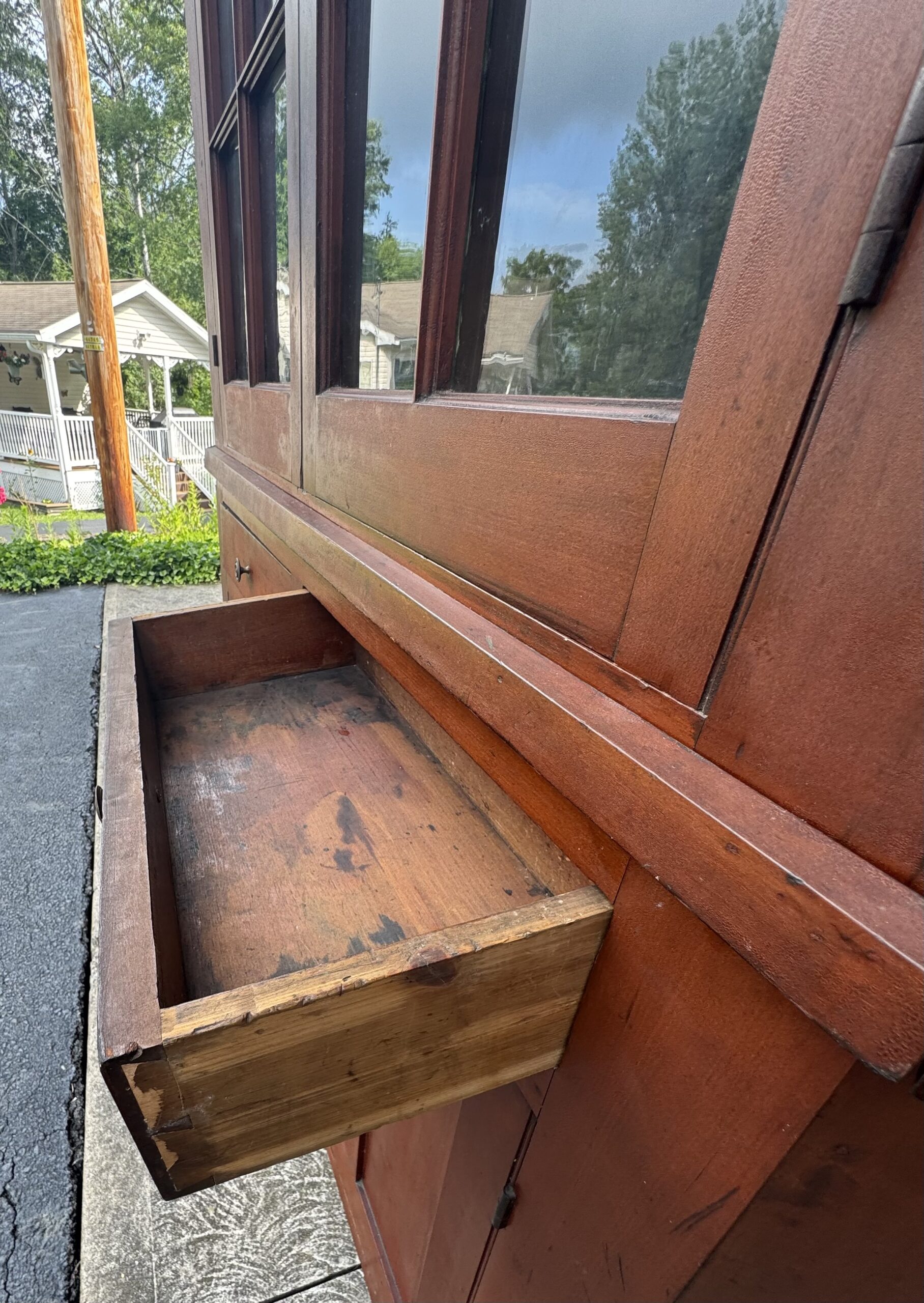 2-Piece Early 1800's Cherry Master Craftsman Corner Cupboard - Image 14