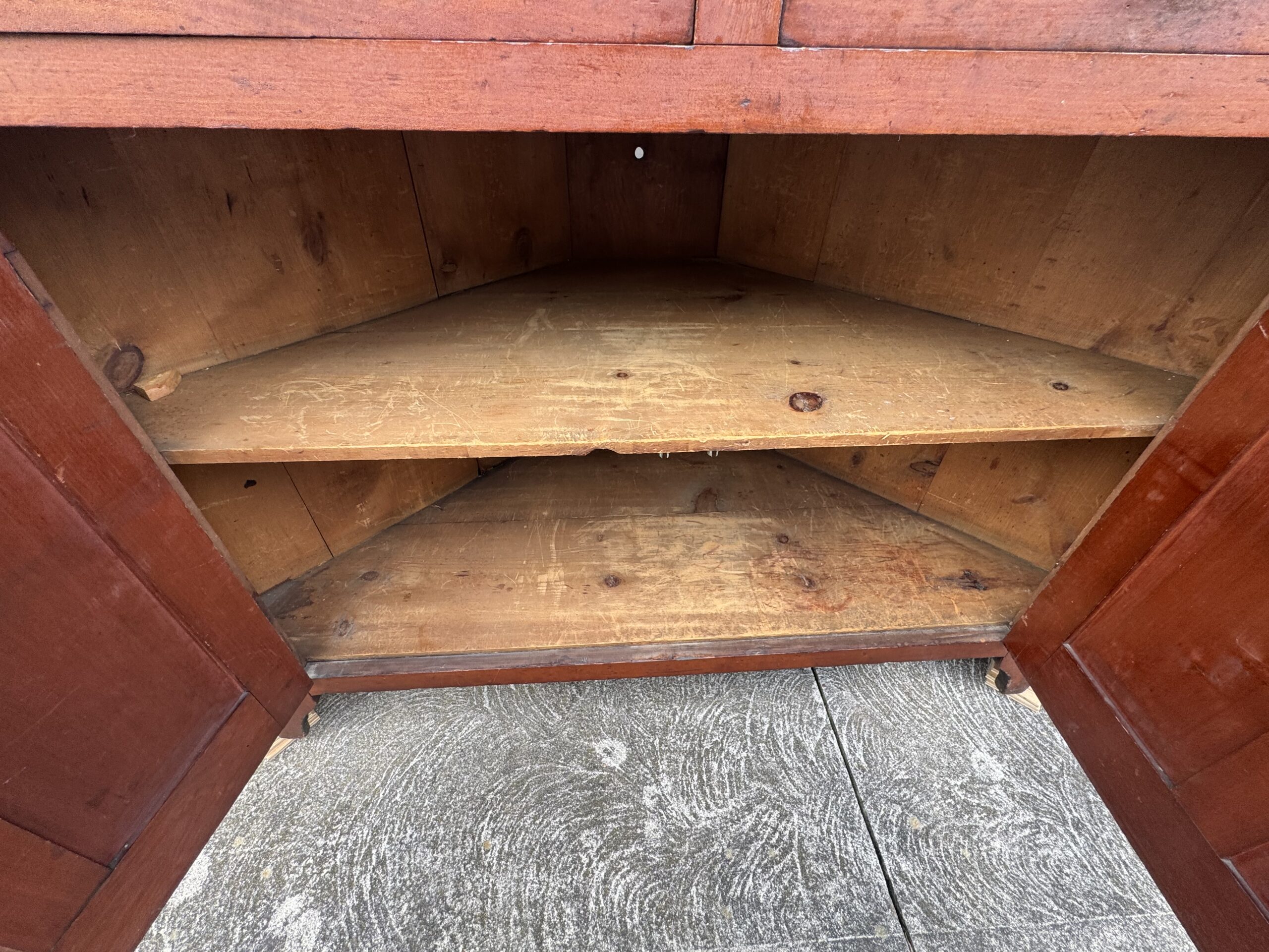 2-Piece Early 1800's Cherry Master Craftsman Corner Cupboard - Image 16