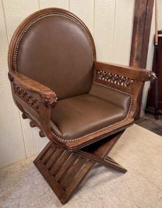 Oak Stick & Ball Savonarola Chair