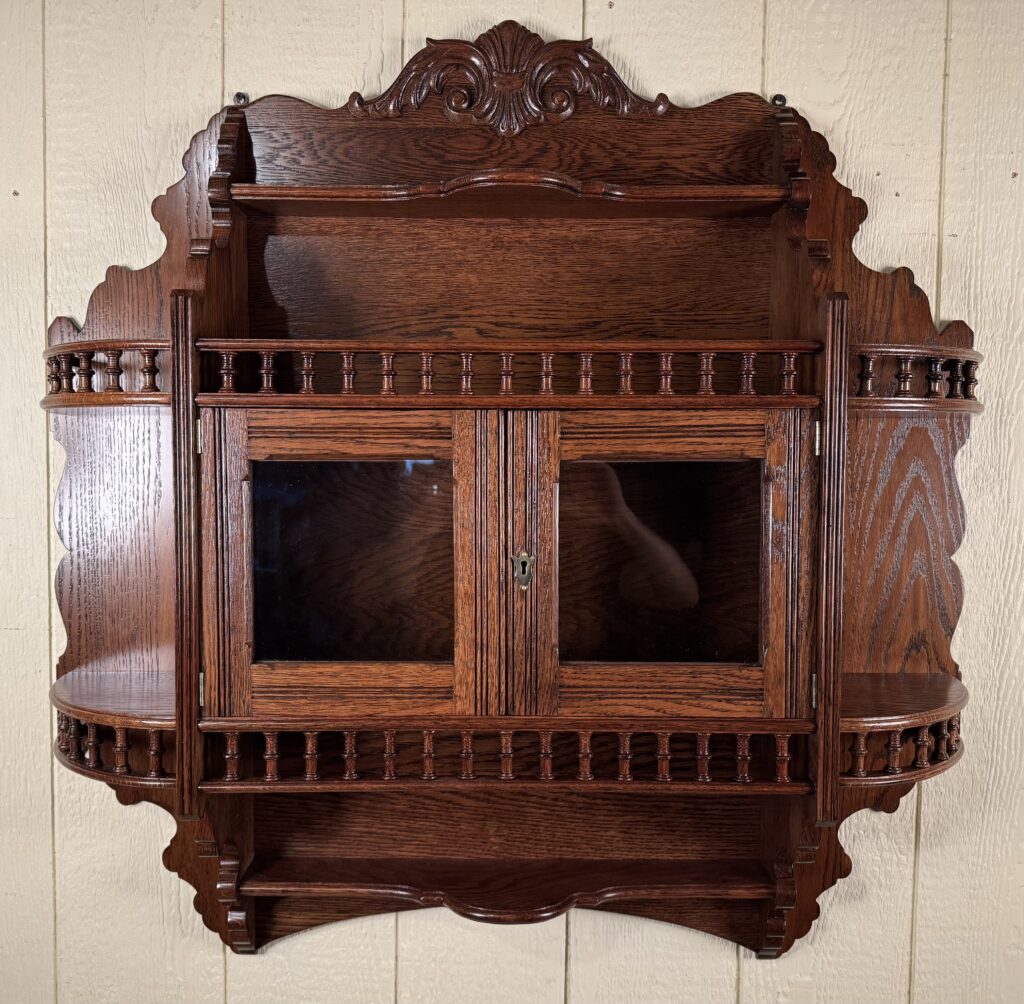 Large Hanging Oak Curio Cabinet