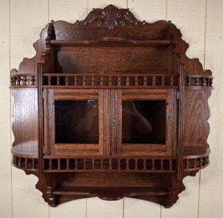 Large Hanging Oak Curio Cabinet