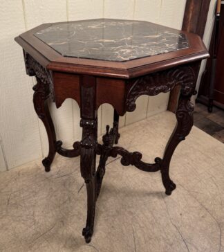 Original Finish Walnut Marble Top Lamp Table