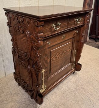 Highly Carved Unusual Custom Made Ash Smoking Stand