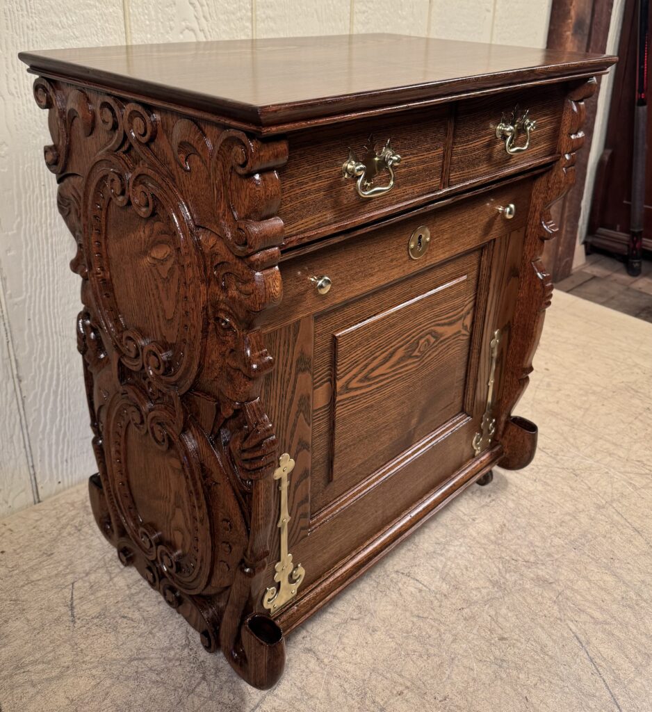 Highly Carved Unusual Custom Made Ash Smoking Stand